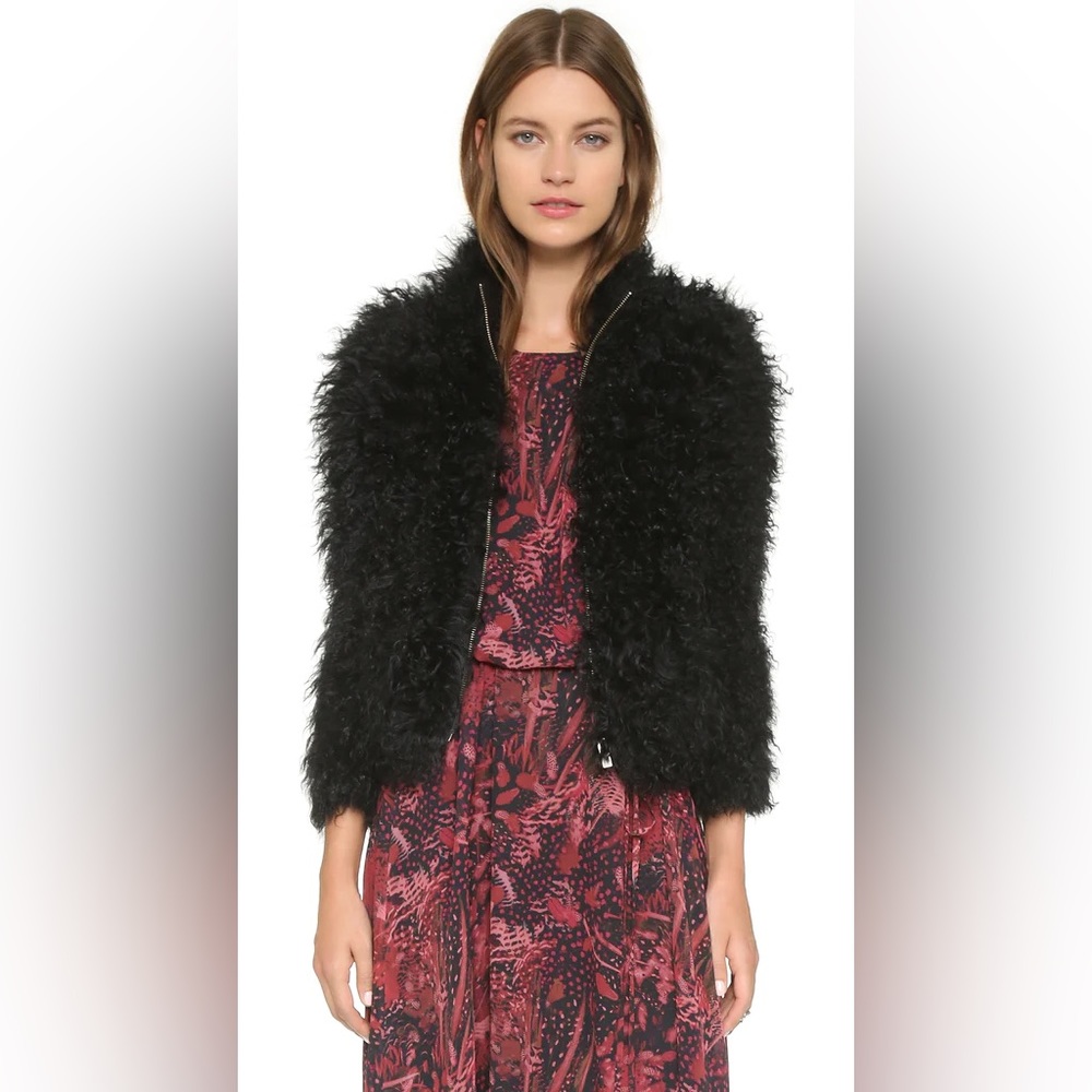 IRO Karare Lamb Fur Jacket in Black